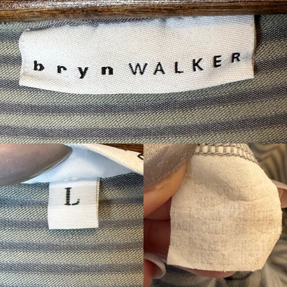Bryn Walker Long Sleeve Striped Tunic Top Grey Beige Asymmetrical, size Large - Picture 4 of 4